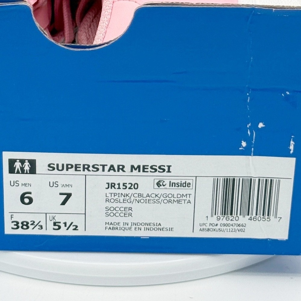 Adidas Superstar Messi Mens Size 6 Pink Black White Sneakers JR1520 NEW - Picture 11 of 11